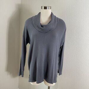 Splendid Womens Medium Gray Cowl Neck Long Sleeve Waffle Knit Top
